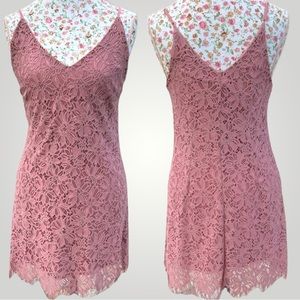 Mauve Eyelash Lace Slip Dress